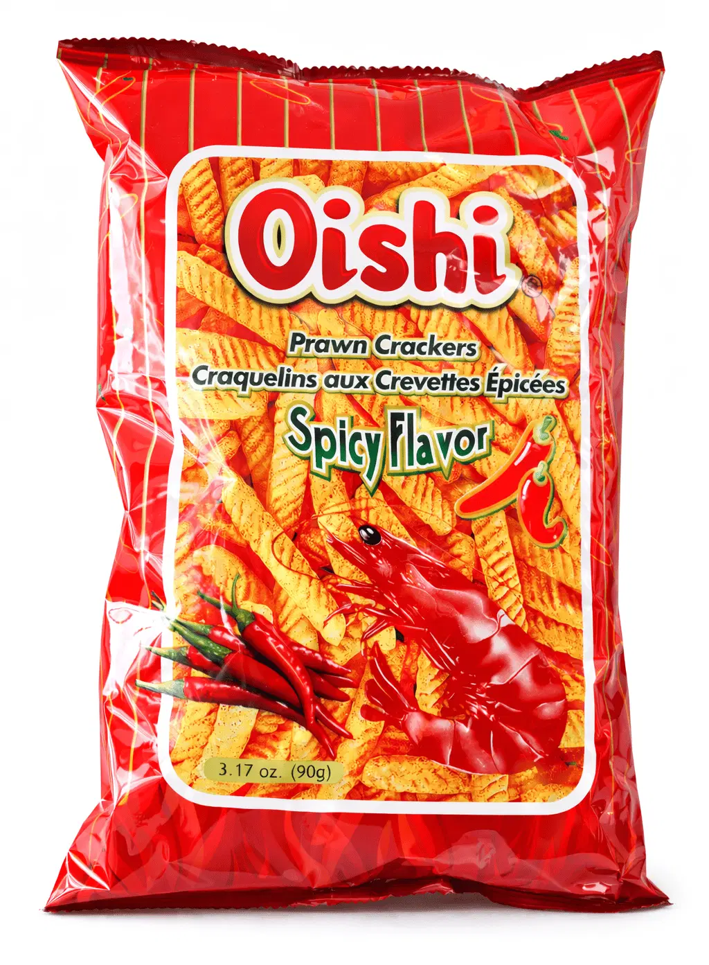 Oishi Prawn Crackers – Spicy Flavor Shrimp Chips (90g)